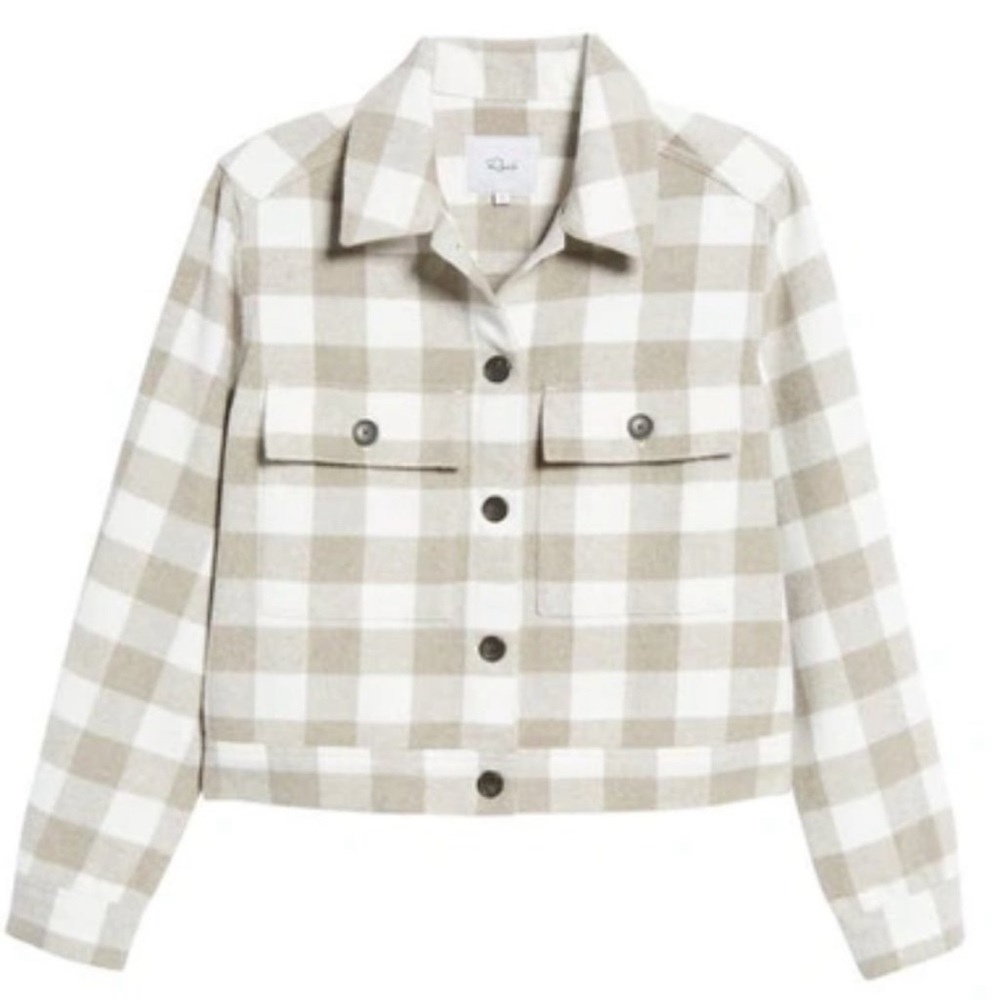RAILS Steffi Plaid Flannel Cropped Jacket Ivory Rain Size Small NWT